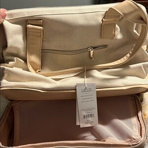 BEIS Cream Convertible Mini Weekender